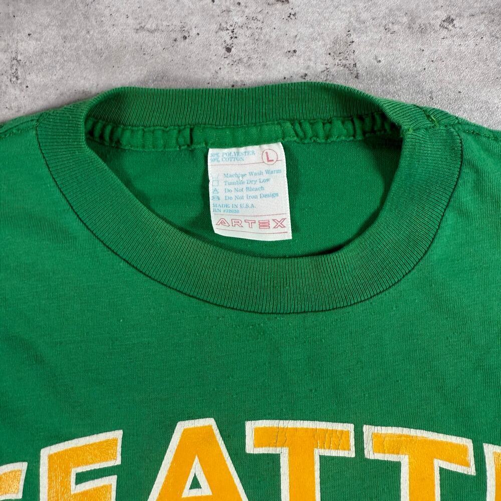 vintage seattle supersonics green t-shirt size large single stitch - Picture 4 of 5